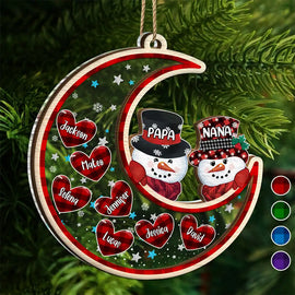 Gift For Grandparents - Papa Nana Snowman Christmas Grandparents - Personalized 2-Layered Mix Ornament