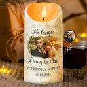 Gift For Couples,Gift For Husband,Gift For Wife,Gift For Boyfriend,Gift For Girlfriend - Custom Photo No Longer Living In Sin Wedding Couples - Personalized Flameless LED Candle