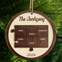 Christmas,Family,Parents,Gift For Grandparents,Happy - Pieces Of Family Christmas - Personalized 2-Layered Wooden Ornament