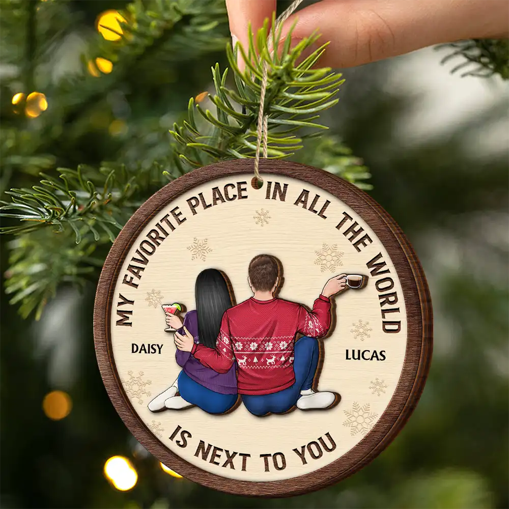 My Favorite Place In All The World Christmas Couple - Personalized 2-Layered Wooden Ornament