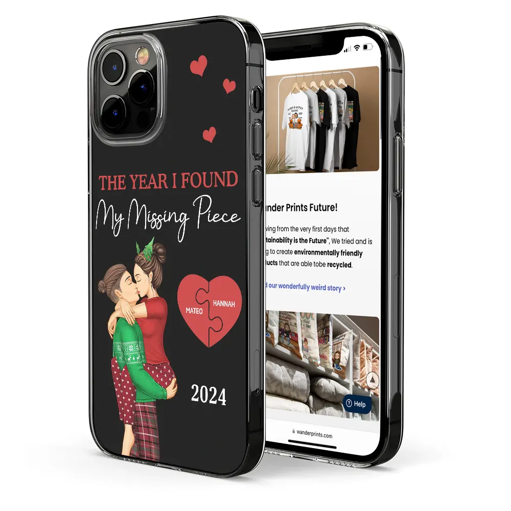 Gift For Couples,Gift For Husband,Gift For Wife,Gift For Boyfriend,Gift For Girlfriend,Anniversary,Love - The Year I Found My Missing Piece Kissing Couples - Personalized Clear Phone Case