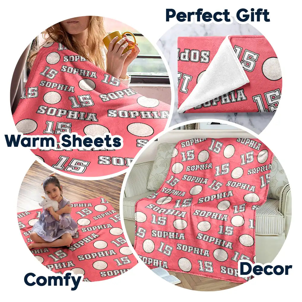 Sport Dad, Baseball, Softball, Basketball, Football, Golf, Gift For Kids - Colorful Sports Pattern Baseball Volleyball Basketball - Personalized Fleece Blanket, Sherpa Blanket