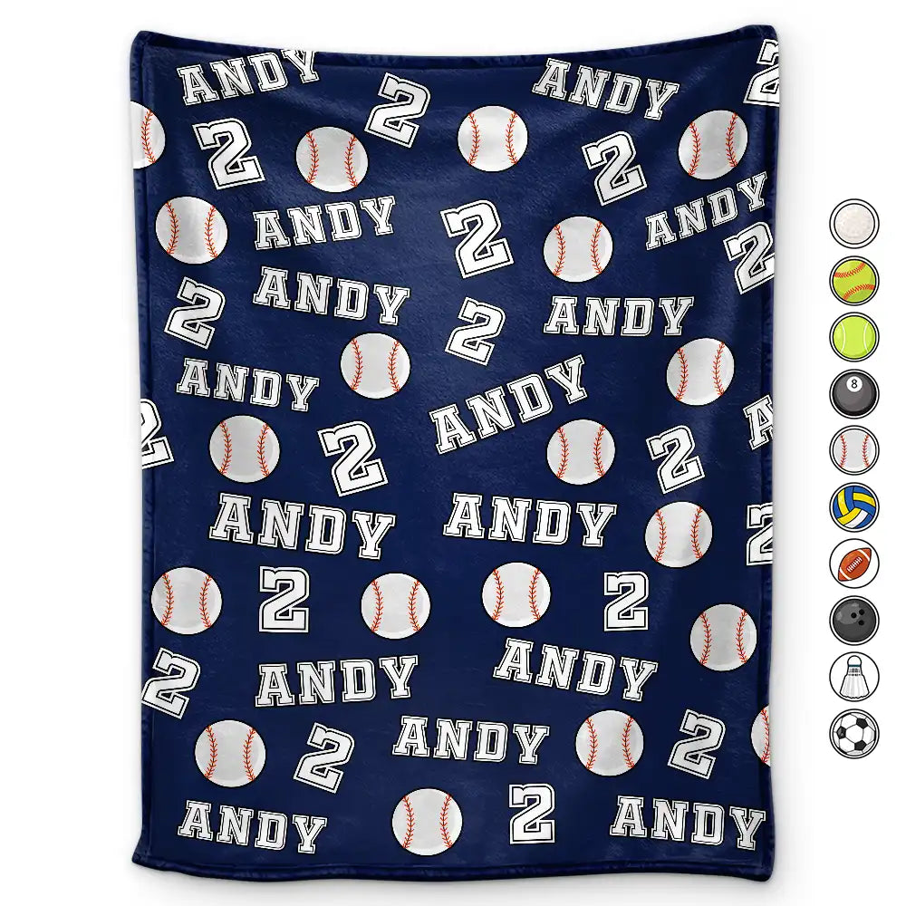 Sport Dad, Baseball, Softball, Basketball, Football, Golf, Gift For Kids - Colorful Sports Pattern Baseball Volleyball Basketball - Personalized Fleece Blanket, Sherpa Blanket