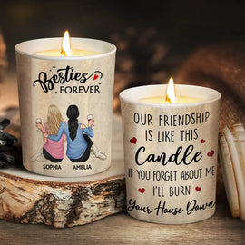 Gift For Bestie,Gifts For Colleagues,Funny - Our Friendship Is Like This Candle Besties - Personalized Scented Candle With Wooden Lid