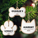 Dog Lovers, Cat Lovers, Pet Lovers - Dog Bone Cat Pet Christmas - Personalized 2-Layered Wooden Ornament