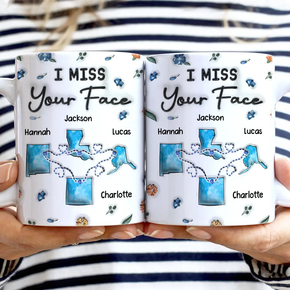 Gift For Sibling, Gift For Sisters, Gift For Brothers, Gift For Bestie - Long Distance Besties Never Too Far To Have Coffee Together - Personalized 3D Inflated Effect Printed Mug, Personalized White Edge-to-Edge Mug
