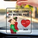 Gift For Couples, Gift For Husband, Gift For Wife, Gift For Boyfriend, Gift For Girlfriend - The Year I Found My Missing Piece Kissing Couples - Personalized Acrylic Car Hanger