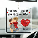 Gift For Couples, Gift For Husband, Gift For Wife, Gift For Boyfriend, Gift For Girlfriend - The Year I Found My Missing Piece Kissing Couples - Personalized Acrylic Car Hanger