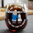 Dog Lovers, Dog Mom, Dog Dad, Pet Lovers - A Bond That Can't Be Broken Dog Mom Dog Dad - Personalized Stemless Wine Glass