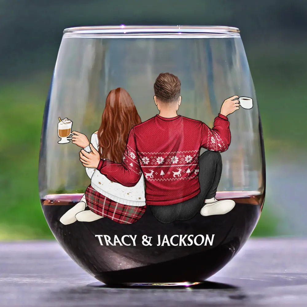 Gift For Couples, Gift For Husband, Gift For Wife, Gift For Boyfriend, Gift For Girlfriend - I Wish I Could Turn Back The Clock Anniversary Couple - Personalized Stemless Wine Glass