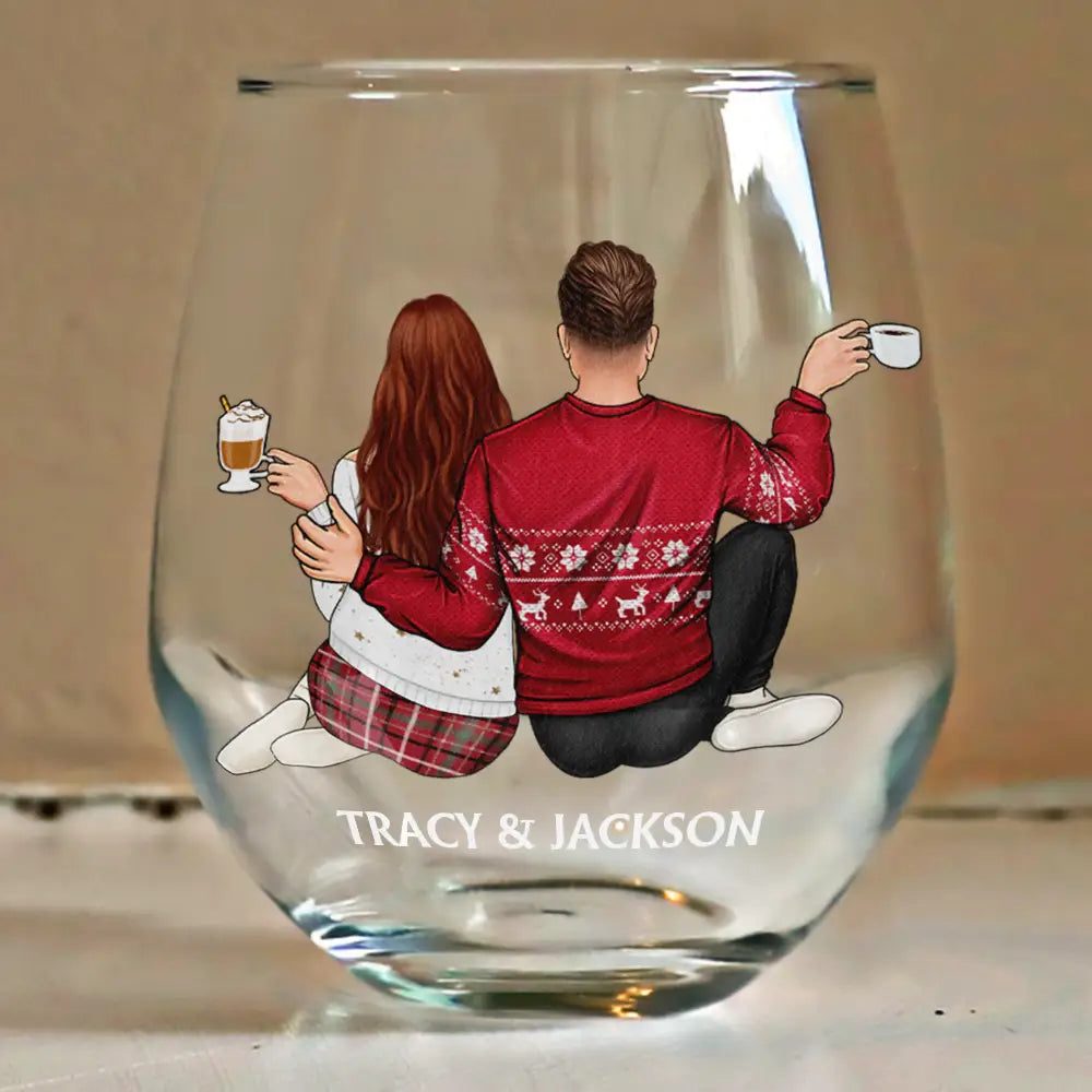 Gift For Couples, Gift For Husband, Gift For Wife, Gift For Boyfriend, Gift For Girlfriend - I Wish I Could Turn Back The Clock Anniversary Couple - Personalized Stemless Wine Glass