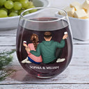 Gift For Couples, Gift For Husband, Gift For Wife, Gift For Boyfriend, Gift For Girlfriend - I Wish I Could Turn Back The Clock Anniversary Couple - Personalized Stemless Wine Glass