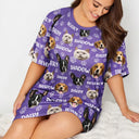 Dog Lovers,Pet Lovers,Cat Lovers,Happy - Custom Photo Funny Pet Face Pattern Dog Cat Family - Personalized Women's Sleep Tee