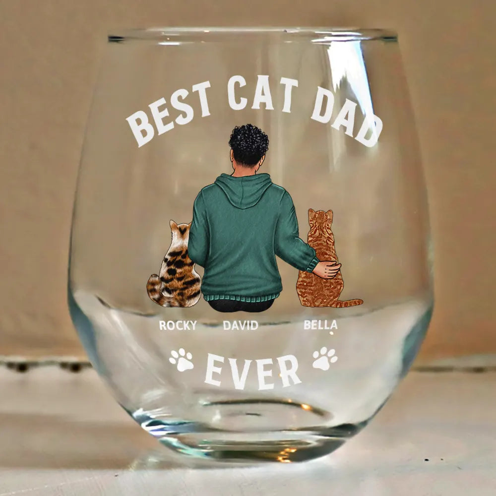 Cat Lovers, Cat Mom, Pet Lovers, Cat Dad - A Bond That Can't Be Broken Cat Mom Cat Dad - Personalized Stemless Wine Glass