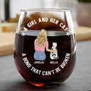 Cat Lovers, Cat Mom, Pet Lovers, Cat Dad - A Bond That Can't Be Broken Cat Mom Cat Dad - Personalized Stemless Wine Glass