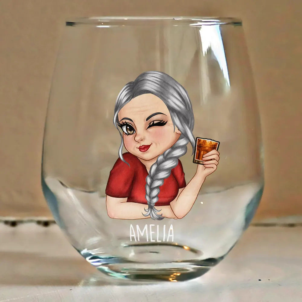 Gift For Grandma, Gift For Mother, Gift For Women, Gift For Yourself - Wife Mom Grandma - Personalized Stemless Wine Glass
