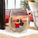 Love,Gift For Mother,Mom - Daughters (Adult),Gift For Daughter - Mother & Daughters Forever Linked Together - Personalized Stemless Wine Glass