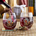 Retirement,Gift For Women,Happy - Retired Turban Woman And She Lived Happily Ever After - Personalized Stemless Wine Glass