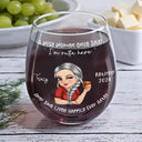 Retirement,Gift For Women,Happy - Retired Turban Woman And She Lived Happily Ever After - Personalized Stemless Wine Glass