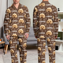 Dog Lovers, Pet Lovers, Cat Lovers, Pet Mom, Pet Dad, Dog Mom, Dog Dad - Custom Photo Funny Pet Face Pattern Dog Cat Family - Personalized Long Pajamas Set
