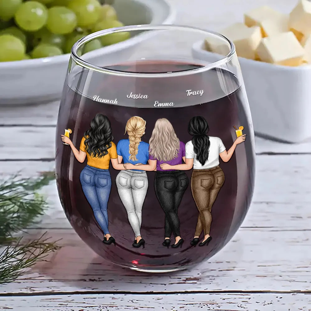 Gift For Bestie, Gifts For Colleagues, Gift For Women, Gift For Sisters - You're The Sister I Got To Choose Bestie - Personalized Stemless Wine Glass