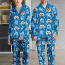 Pet Lovers,Pet Mom,Pet Dad,Dog Lovers,Cat Lovers,Cat Mom,Cat Dad - Custom Photo Best Dog Dad Ever Funny Pattern Family - Personalized Long Pajamas Set
