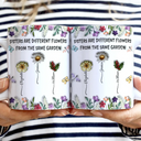 Happy,Gift For Sisters,Gift For Women,Gift For Sibling - Sisters Are Different Flowers From The Same Garden Birth Flowers - 3D Inflated Effect Printed Mug, Personalized White Edge-to-Edge Mug