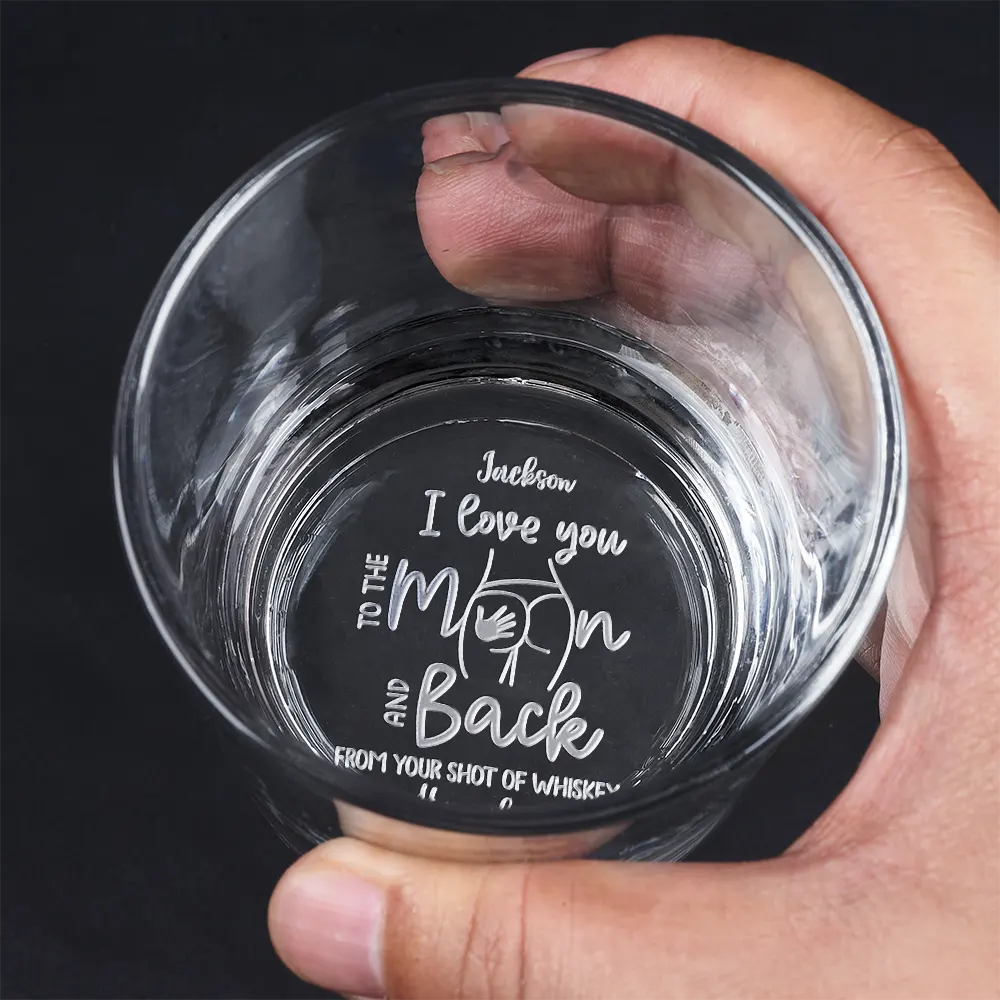 Gift For Husband, Gift For Couples - Couple I Love You To The Moon And Back From Wife To Husband - Personalized Engraved Whiskey Glass