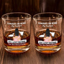 Gift For Couples, Gift For Husband, Gift For Boyfriend - Couple Kissing Congrats On Being My Husband - Personalized Whiskey Glass