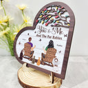 You And Me And The Fur Babies - Gift For Pet Couples - Personalized 2-Layered Wooden Plaque With Stand