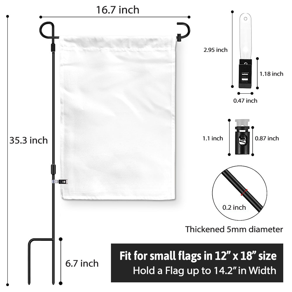 Garden Stand with Stoppers and Clips, Weather Proof Garden Flag Pole, Outdoor Metal Sign Stand, Holder for Outdoor Garden Flag, Vertical Metal Sign